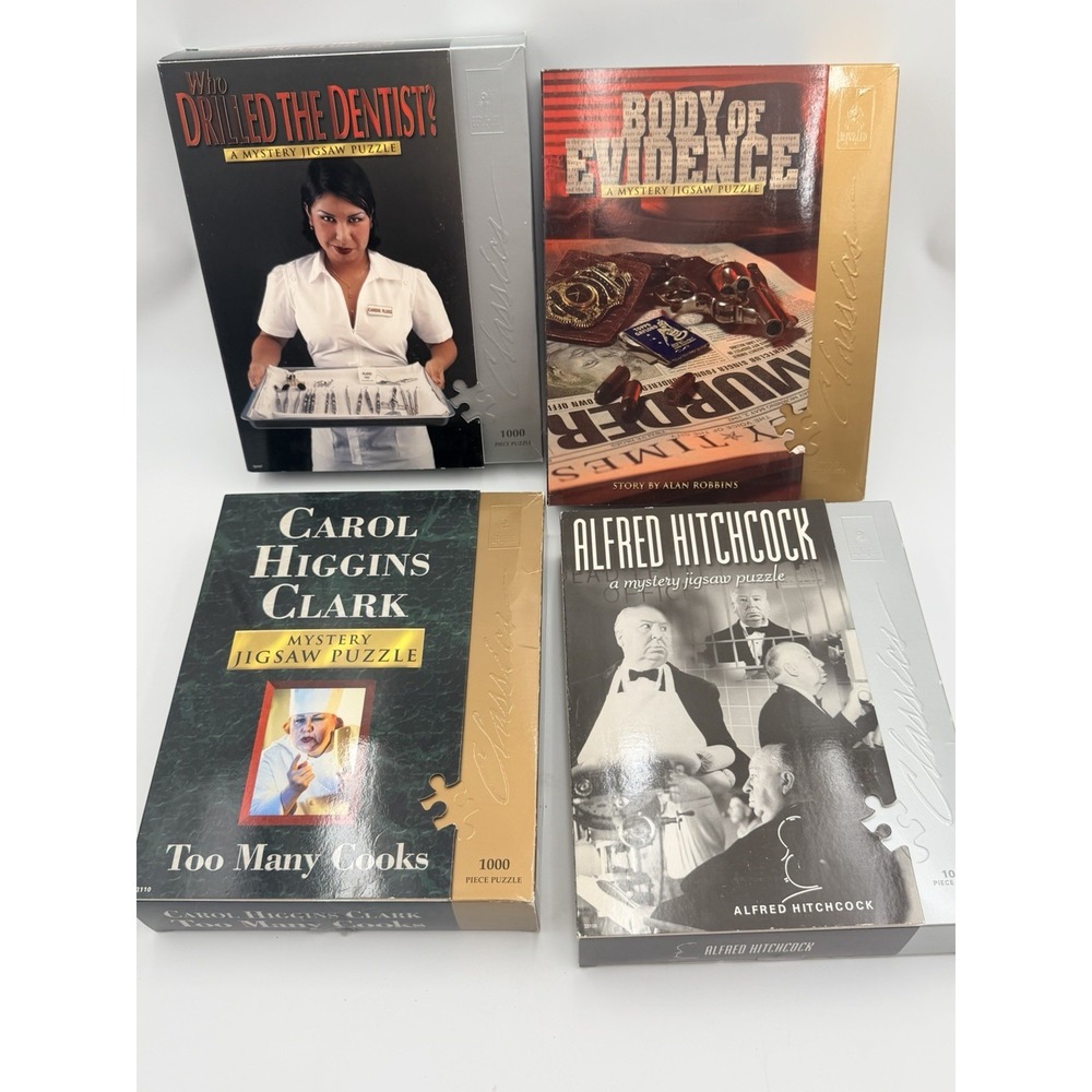 Vintage BePuzzled Classics Mystery Jigsaw Puzzle Lot Hitchcock Clark Sealed